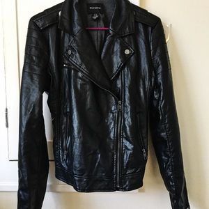 DKNY Black leather jacket pleather vegan moto